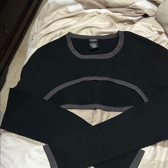 2 pc Guess Black Shrug Sweater and Tube Top with Gray Trim - Picture 6 of 6